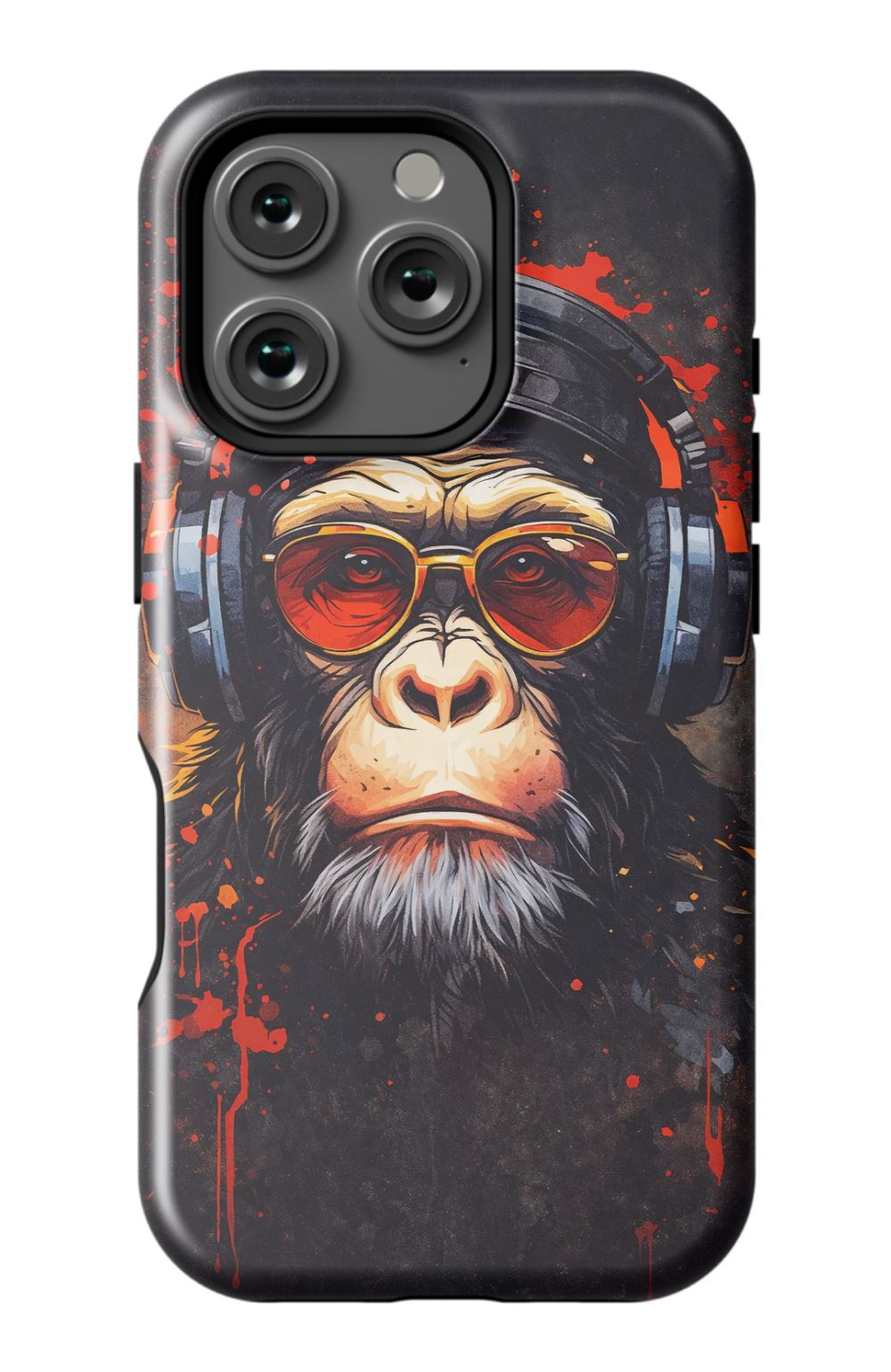 Chimpanzee with red-tinted shades